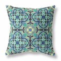 Palacedesigns 26 in. Cloverleaf Indoor & Outdoor Throw Pillow Aqua & Indigo PA3099002